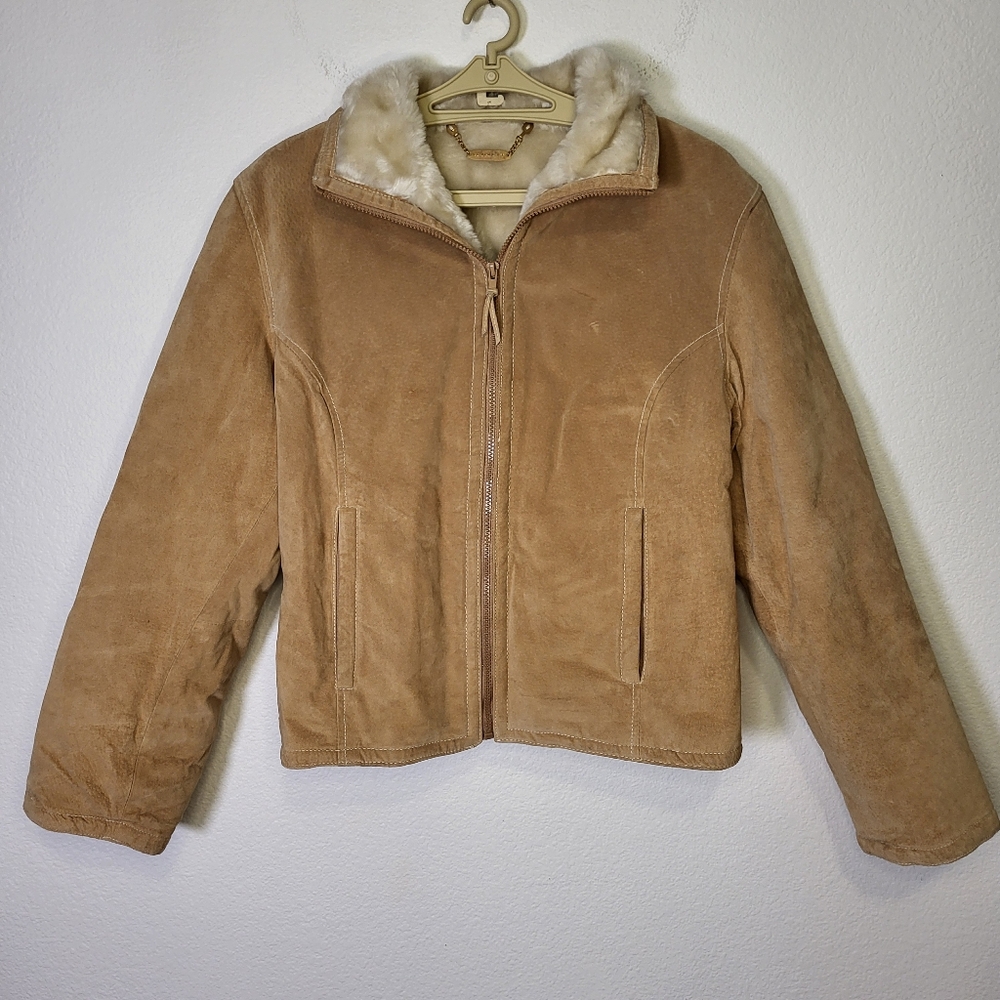 Winlit Suede Leather Sherpa Lined Jacket size Large